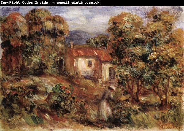 Pierre Renoir Woman Picking Flowers in the Garden of Les Collettes